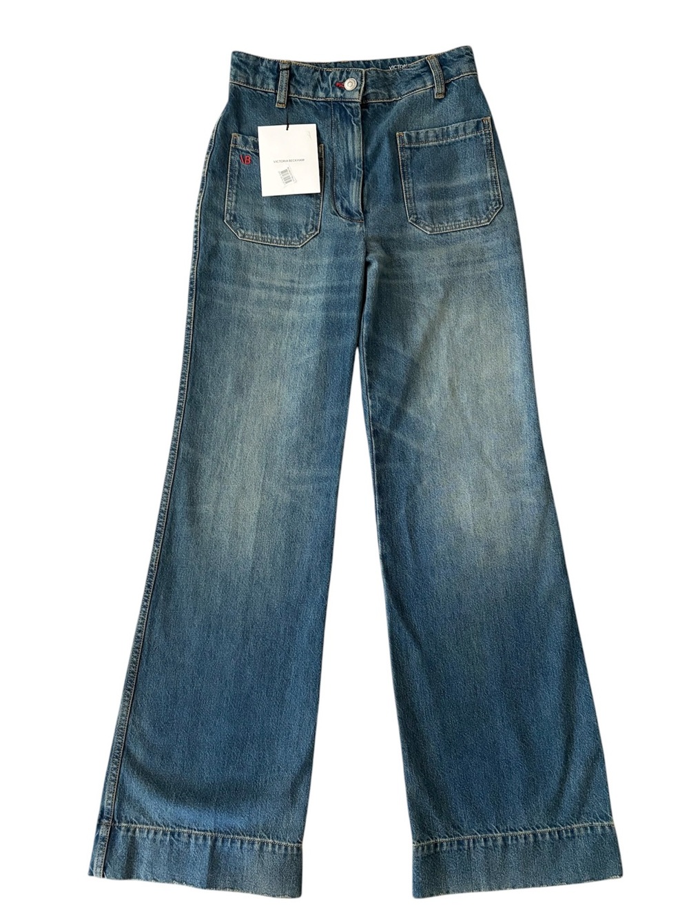 Victoria Beckham Denim Wide-Leg Jeans in Washed Blue